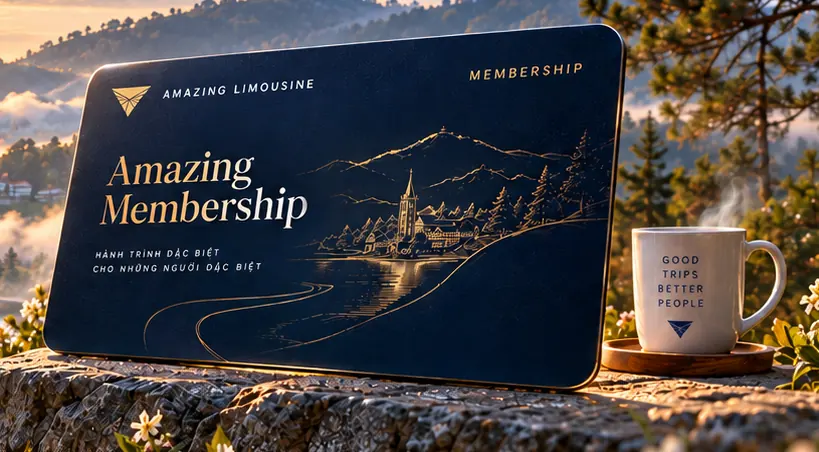 Thẻ Amazing Membership màu navy với họa tiết vàng