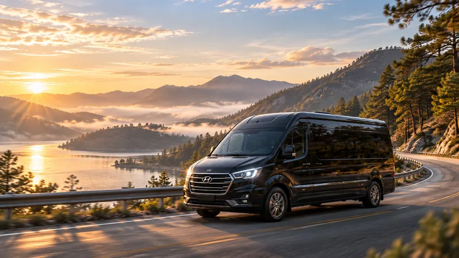 Limousine trên cung đường núi bên hồ
