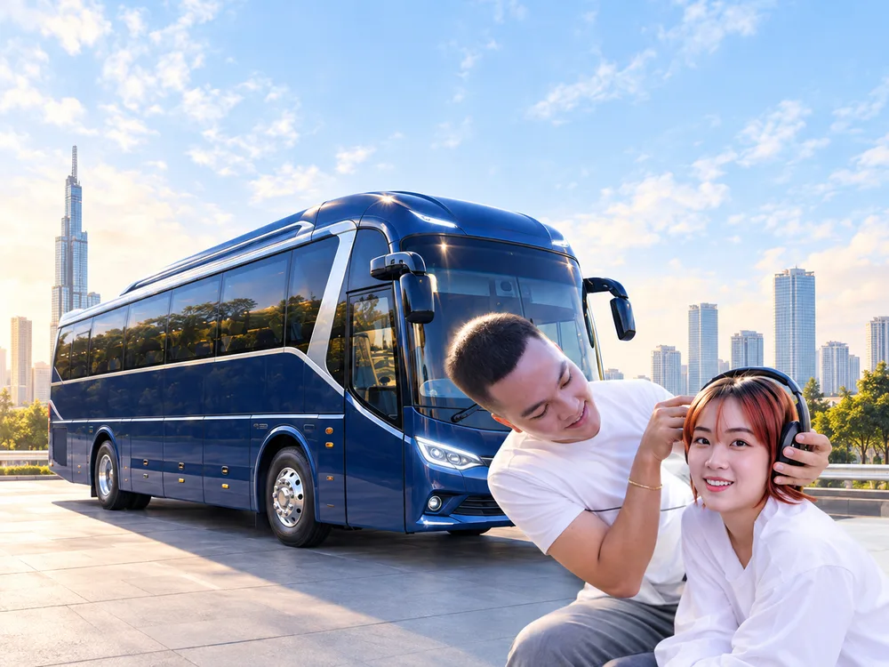 Xe xanh và hành khách tại Sài Gòn — ảnh minh họa